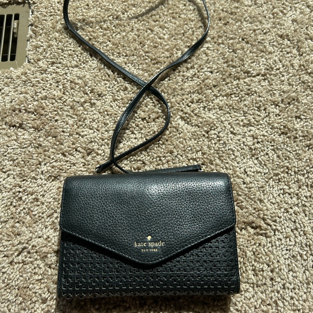 Kate spade black wallet on chain